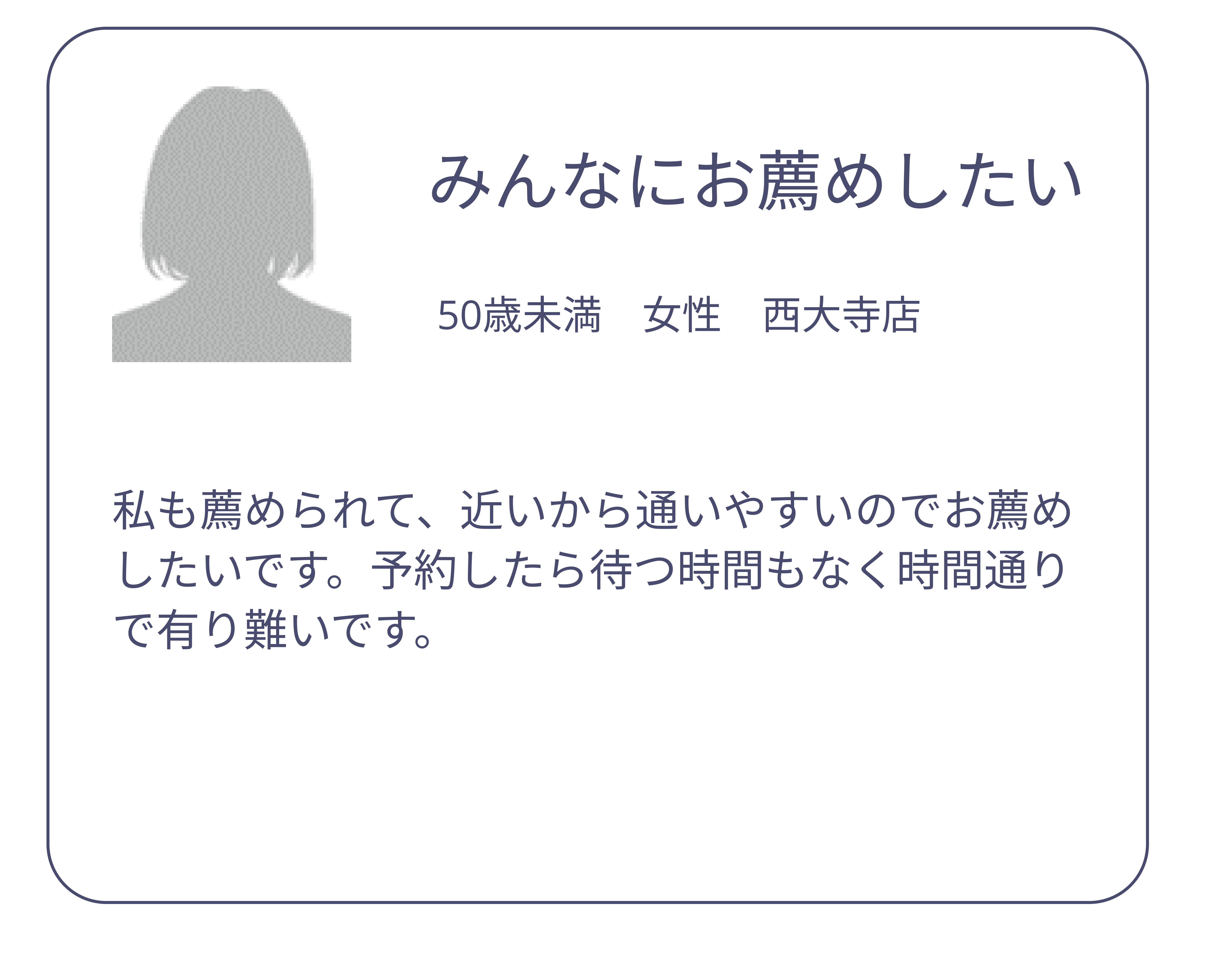 みんなにお薦めしたい　50歳未満　女性　西大寺店